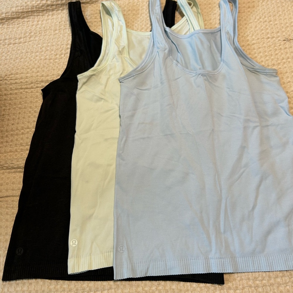 lululemon athletica Ribbed Tank Tops — Black, Mint, Light Blue